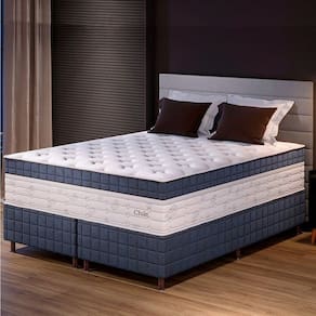 Conjunto Colchão Duplo Molejo e Base Box King 78x193x203cm Chile Yescasa Azul