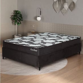 Conjunto Colchão Ortopédico e Base Box Casal 57x138x188cm Ambar Yescasa Preto