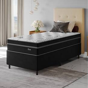 Conjunto Colchão Mola Ensacada e Base Box Solteiro 66x88x188cm Zoe Yescasa Preto