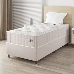 Conjunto Colchão Mola Ensacada e Base Box Solteiro 67x88x188cm Cairo Yescasa Creme