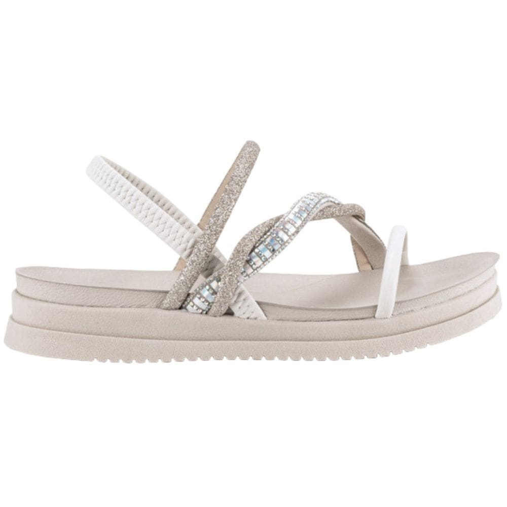 Sandália Feminina Papete FlatForm Casual Dia a Dia com Strass Tiras Trançadas Calce Fácil Mississipi MB302