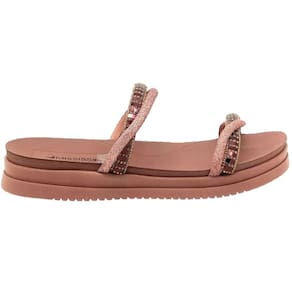 Tamanco Feminino FlatForm Casual Dia a Dia com Strass Tiras Trançadas Bico Redondo Mississipi MB301