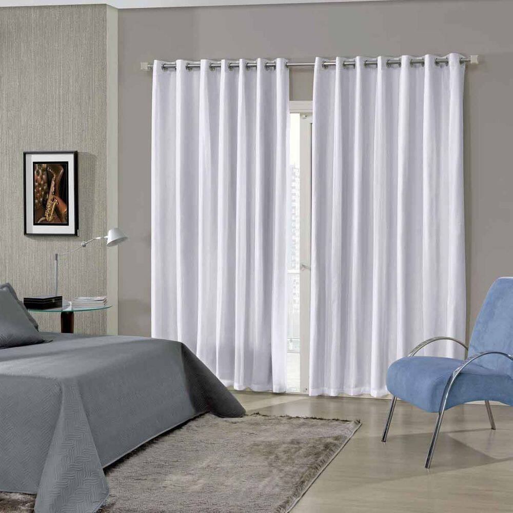 Cortina Blackout Quarto Pratika Cromo 4,20 x 2,50 Voil Com Forro Corta Luz Pvc Bella Janela