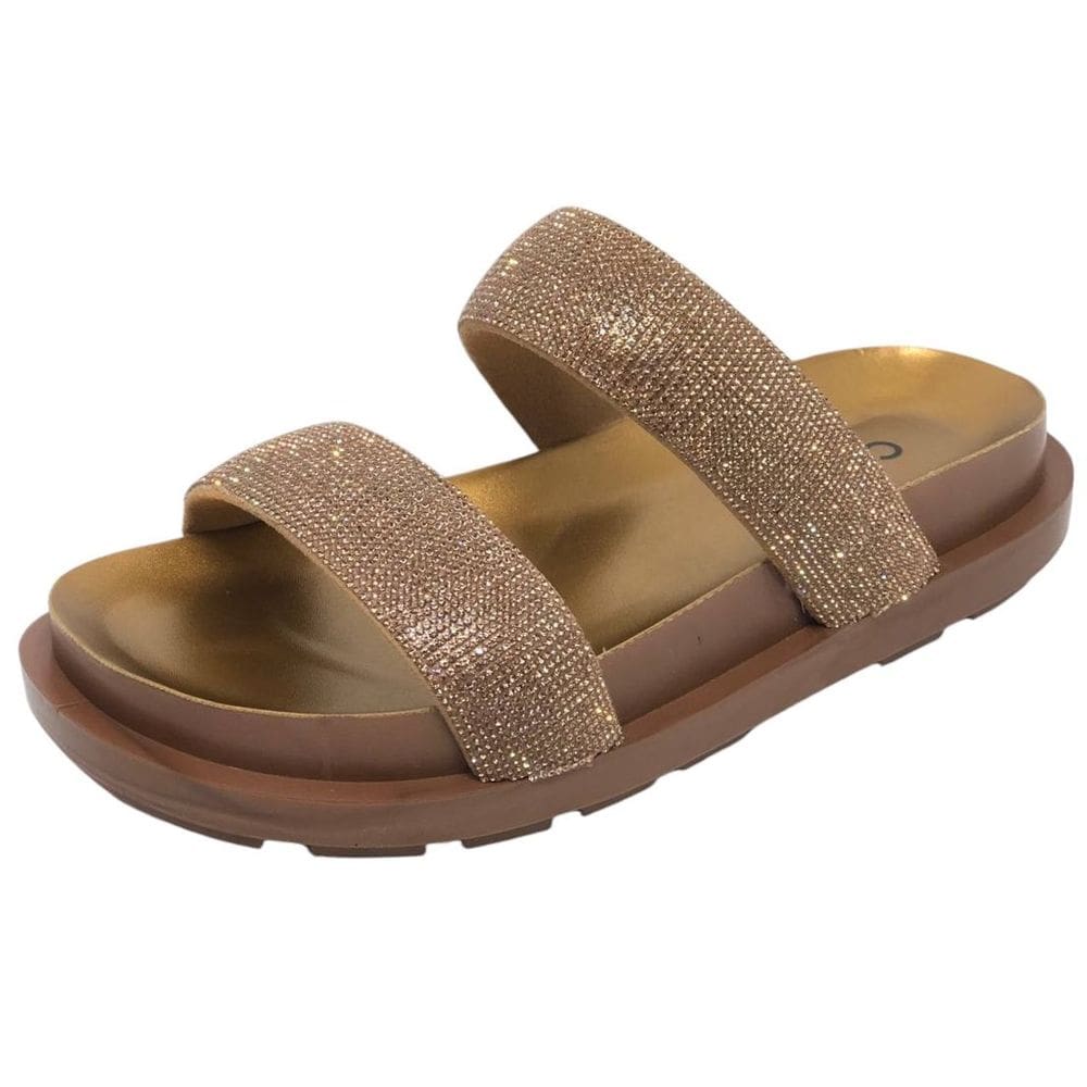 Chinelo Slide Feminino Tiras Strass Moderno Conforto Cacci