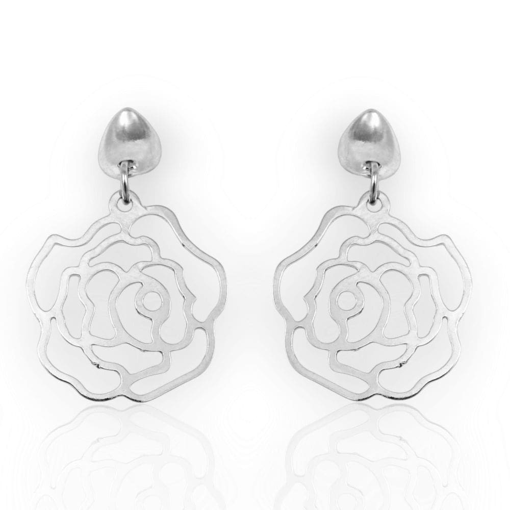 Brinco Flor Prateado Aço Inox Hipoalérgico Casual Básico