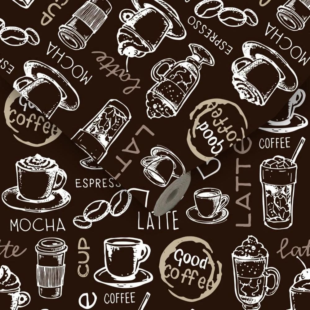 Papel Parede Adesivo Decorativo Lavável Cozinha Café Marrom