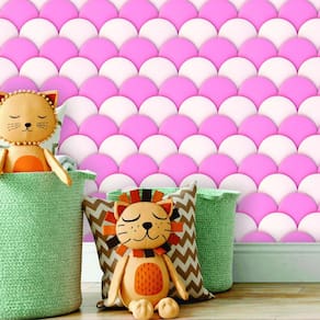 Papel De Parede Baby Infantil Lavável Adesivo Rosa/branco