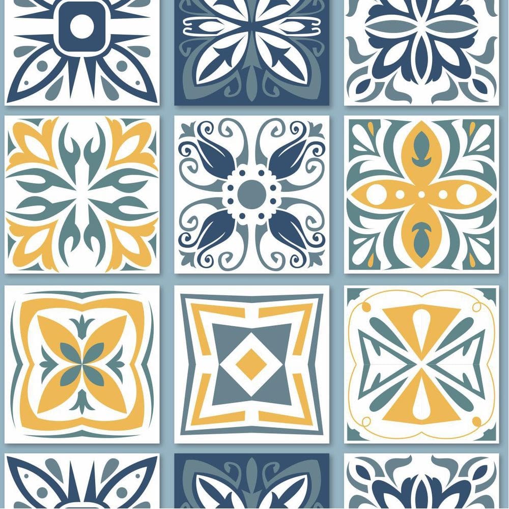 Papel De Parede Lavável Azulejo Azul Cozinha Banheiro 3M