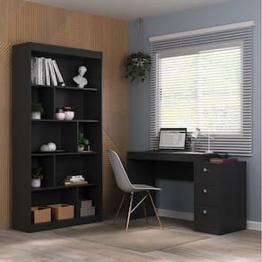Kit 2 Peças com Escrivaninha e Estante para Livros Kigali Espresso Móveis Onix