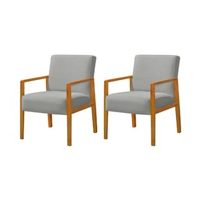 Kit 2 Poltronas Base em Madeira Maciça Decorativas Bora Bora Veludo Cinza Claro