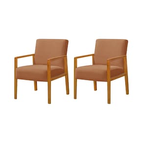 Kit 2 Poltronas Base em Madeira Maciça Decorativas Bora Bora Veludo Terracota