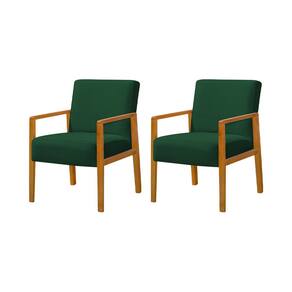 Kit 2 Poltronas Base em Madeira Maciça Decorativas Bora Bora Veludo Verde