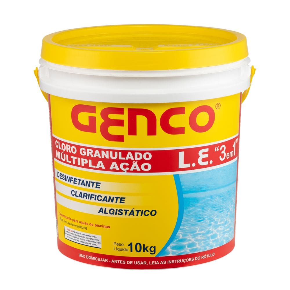 Cloro Granulado 3 Em 1 Multipla Ação Balde 10kg GENCO