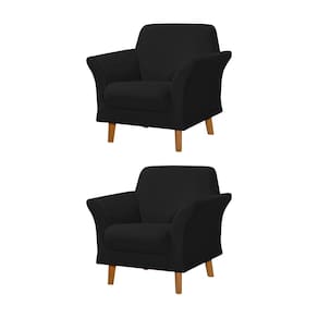 Kit 2 Poltronas Retrô Pés em Madeira Maciça Jamaica Veludo Preto