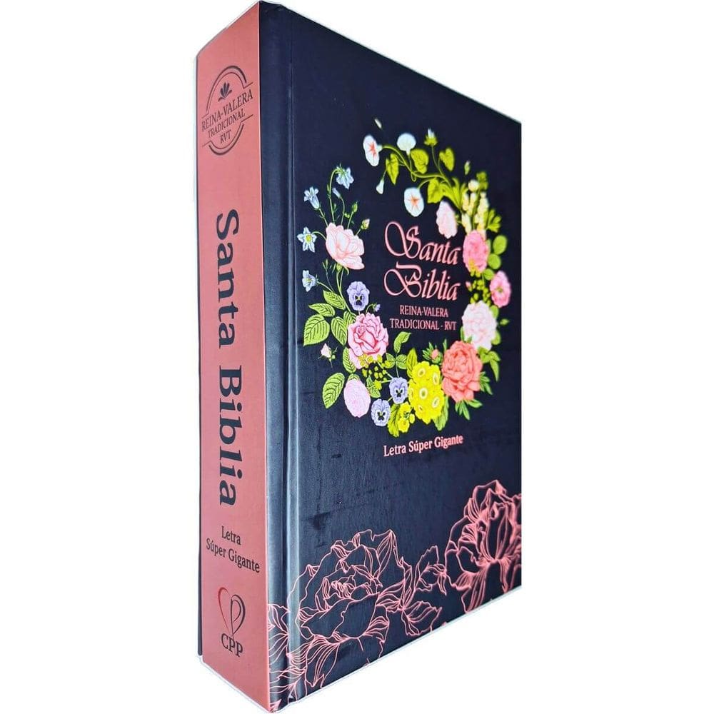 Santa Biblia Reina-Valera Tradicional RVT Letra Súper Gigante Antiguo y Nuevo Testamento Capa Dura Flores Negro