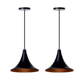 Lustre Pendente Chapéu Chinês 23cm Preto - Conj. 2 Unidades