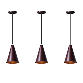 Kit 3 Lustre Pendente Cone P Marrom Alumínio Decoração