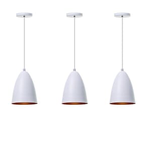 Kit 3 Lustre Pendente Bala P Branco Alumínio Decoração