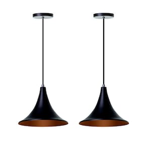 Lustre Pendente Chapéu Chinês 23cm Preto - Conj. 2 Unidades