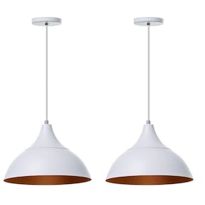 Lustre Pendente Panamá Branco Com Cobre - Kit 2 Unidades