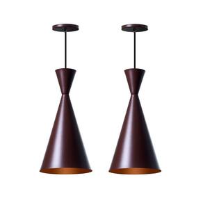 Lustre Pendente Canadá Marrom E Cobre - 2 Unidades 40x19cm