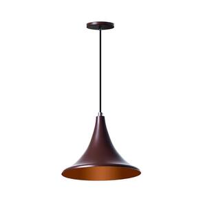 Lustre Pendente Chapéu Chinês 23Cm Marrom Alumínio