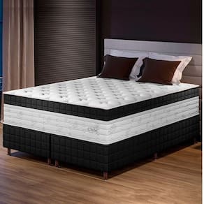 Conjunto Colchão Duplo Molejo e Base Box King 78x193x203cm Chile Yescasa Preto