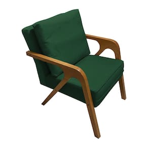 Poltrona Decorativa Pés em Madeira Maciça Monaco Veludo Verde