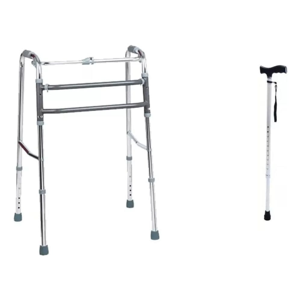 Kit Mobilidade P Idoso Andador Regulavel + Bengala Regulável