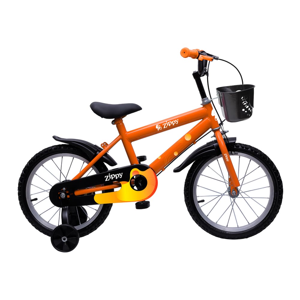Bicicleta Infantil Aro 16 Com Rodinhas De Treinamento Bike Criança Menino Zippy Laranja