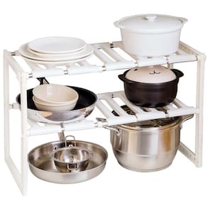 Organizador Rack De Pia Cozinha Ajustavel Extensivel Prateleira 2 Andares Panela Objetos Livros Mesinha Dupla Casa