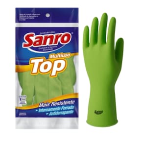 Kit 5 Pares Luva em Látex Reforçada Verde - SANRO