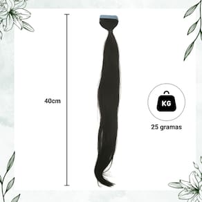 Mega Hair Fita Cabelo Humano 40cm Castanho Escuro 10 mechas