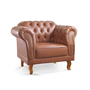 Kit 02 Poltronas Duque Chesterfield Capitonê couro Ecológico Caramelo 302