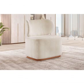 Poltrona Para Sala De Estar Moderna Sun linho Nude 100
