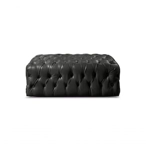 Puff Duque Capitonê couro Ecológico Preto 300