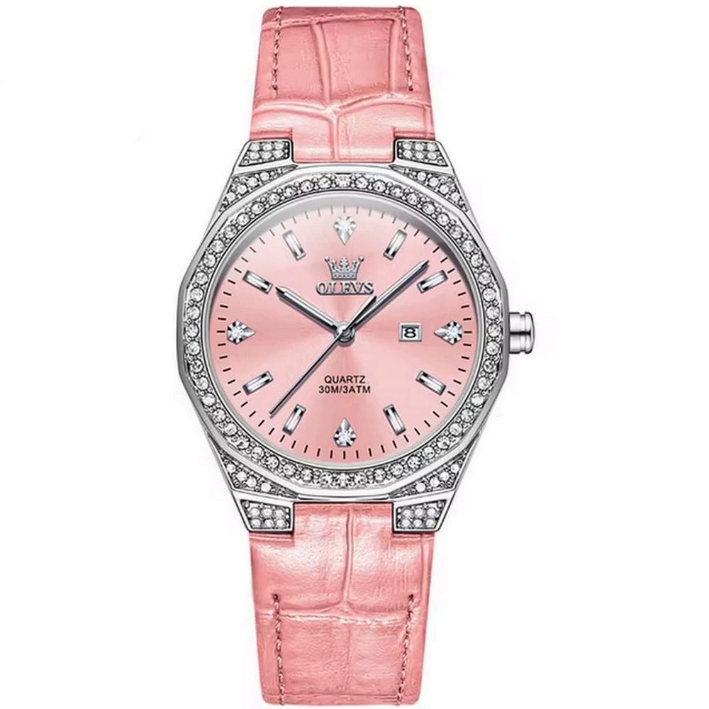 Relógio Quartzo Feminino com Strass Design Clássico Display luminoso Impermeavel