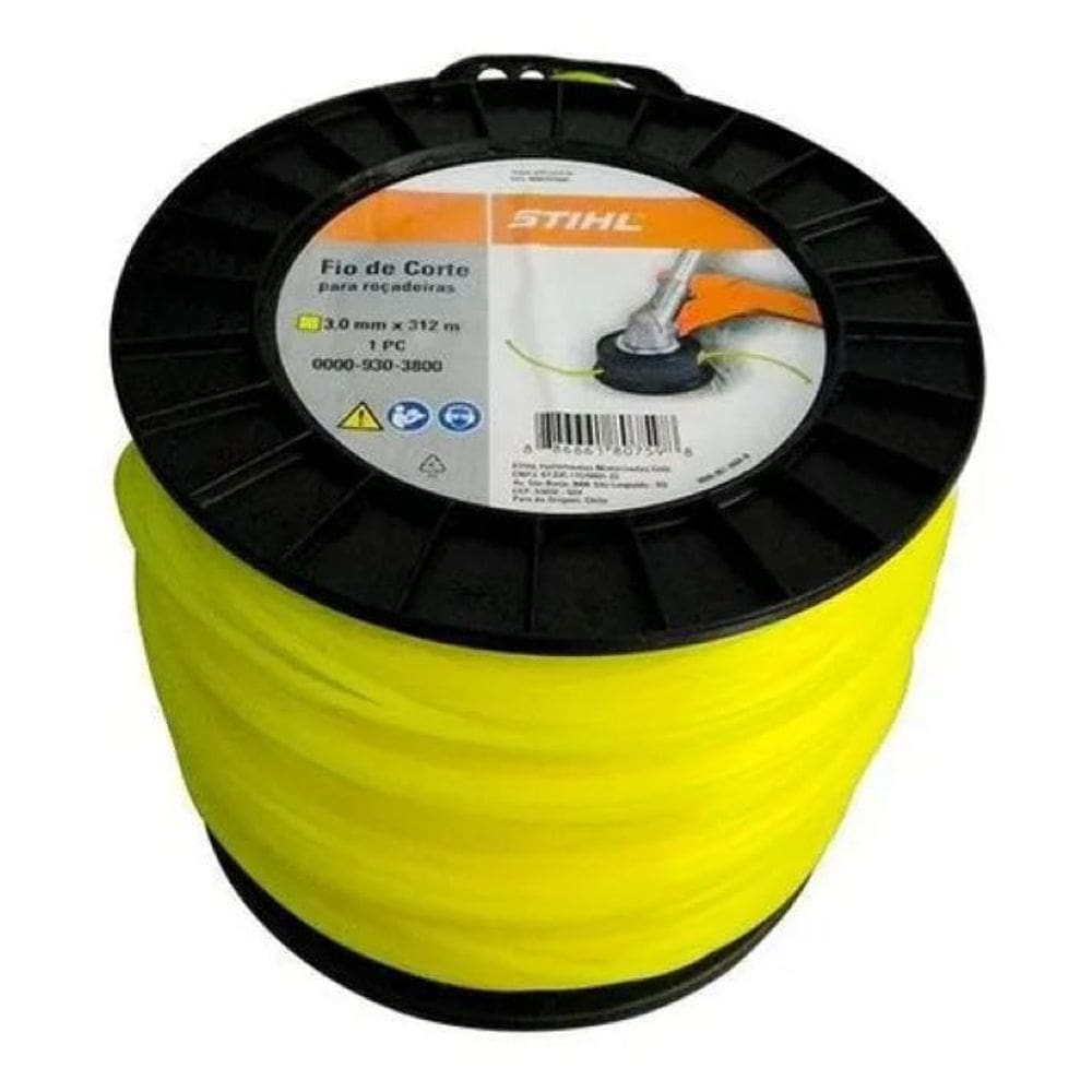 Rolo Fio De Nylon Amarelo Quadrado 3,0Mm X 312M Stihl