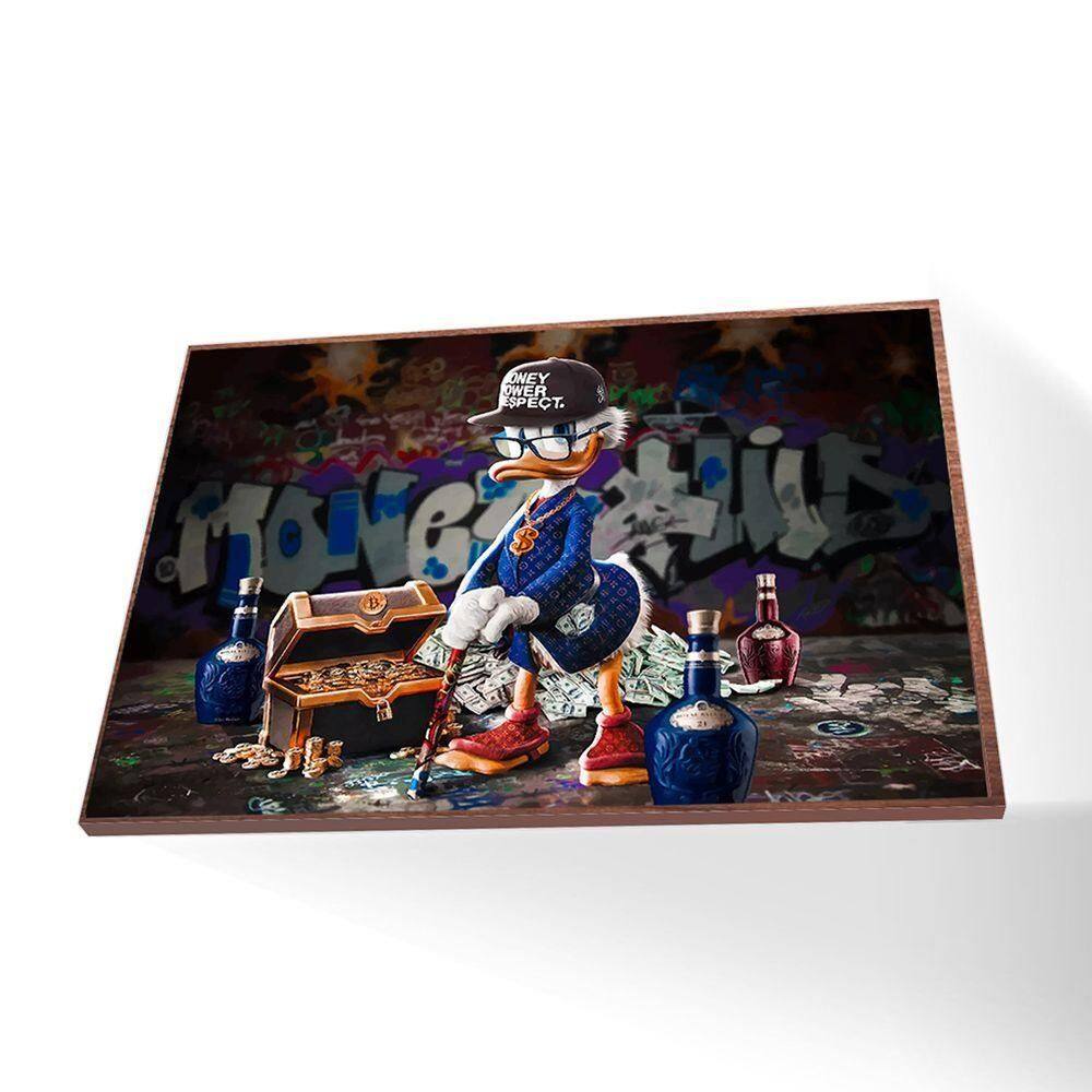 Quadro Tio Patinhas Vinil Com Vidro Tamanho/moldura 20x20 Caixa Cor Madeira