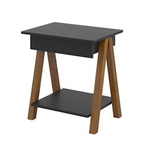 Mesa de Cabeceira com Gaveta Verona Amadeirado Preto
