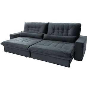 Sofá Retrátil e Reclinável Hellen Magestic 4 Lugares 300 cm com Rinheira no tecido Platinium Grafite