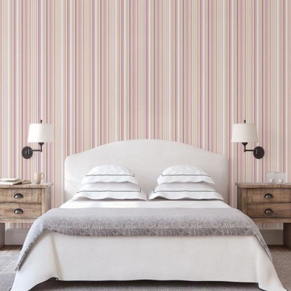 Papel de Parede Quarto Listrados Rosa Pastel