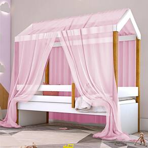 Cama Montessoriana Exclusiv Solteiro com Voal Rosa