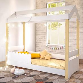 Cama Jéssica Solteiro Branco com Colchão e LED
