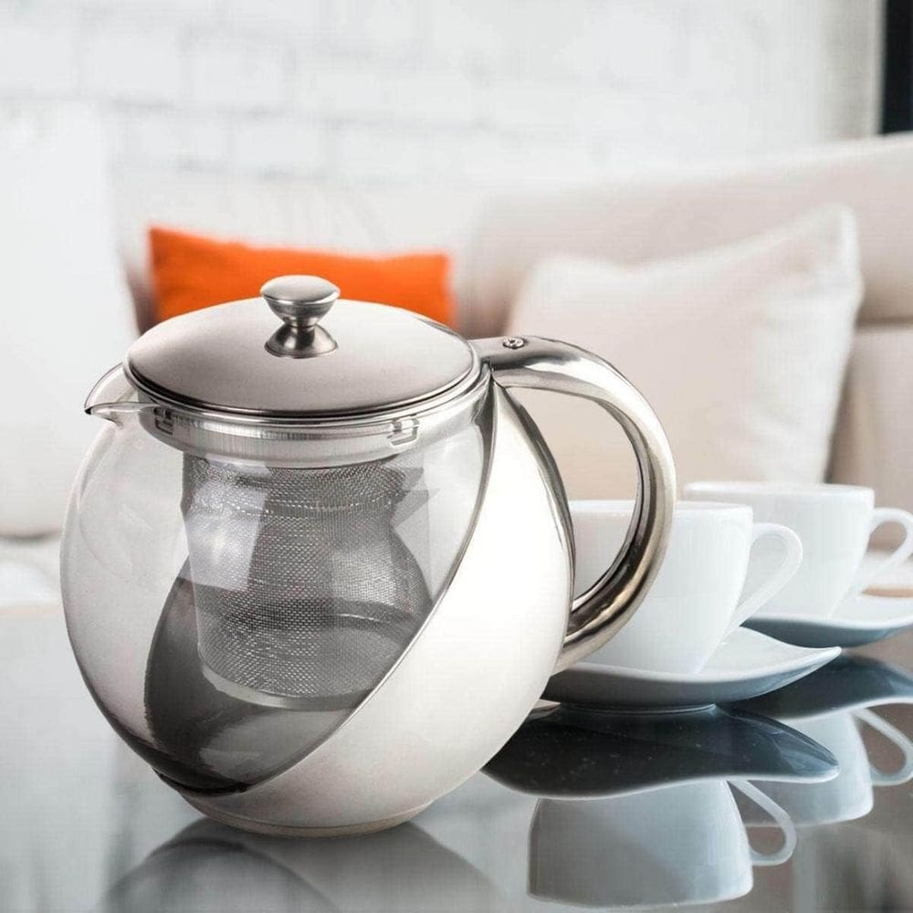 Bule Chaleira Vidro Inox Com Infusor 700 Ml Para Servir Chá