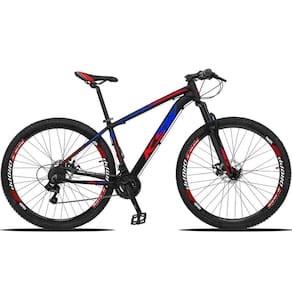 Bicicleta Aro 29 Ksw 24v Shimano, Freio Hidraulico, Trava/k7 - Preto/azul E Vermelho - 15" Preto/azul E Vermelho