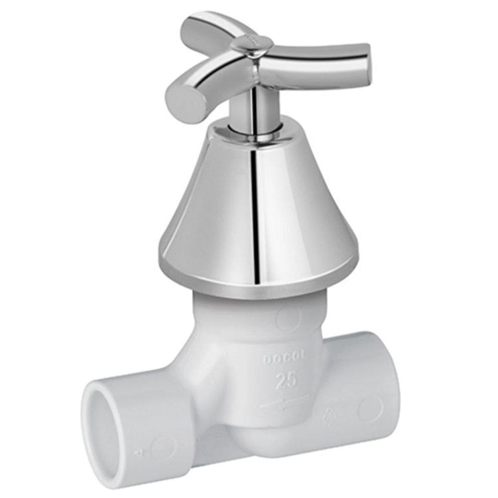 Kit 2 Registros Base Basetec Pvc Cerâmico 25 Mm com Acabamento Primor Docol Cromado