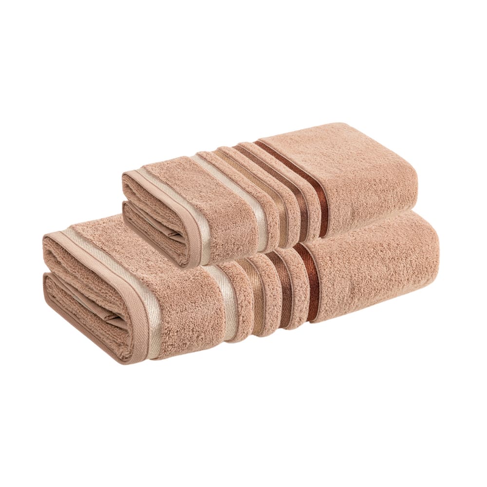 Jogo de Toalha Banho e Rosto Lumina Unika Karsten Rosa Deserto Fio Penteado