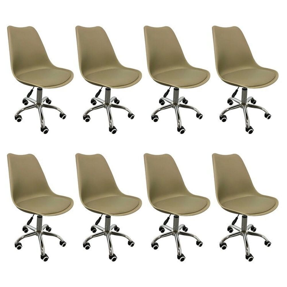 Kit 8 Cadeiras para Escritório Secretária Decorativa Eames Chicago Cinza