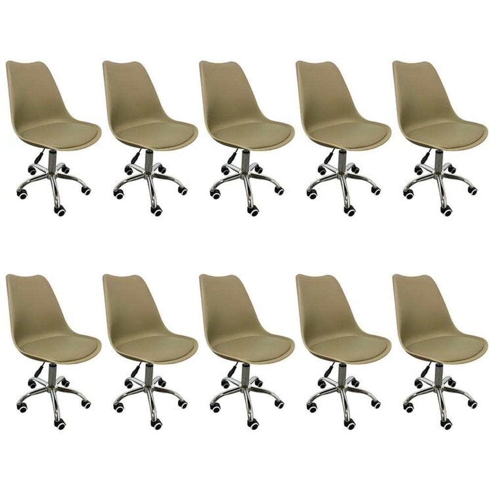 Kit 10 Cadeiras para Escritório Secretária Decorativa Eames Chicago Cinza